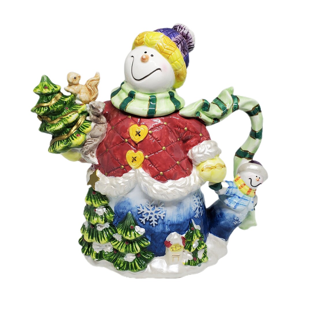 Vintage Large Ceramic Snowman Teapot 10 Tall Etsy