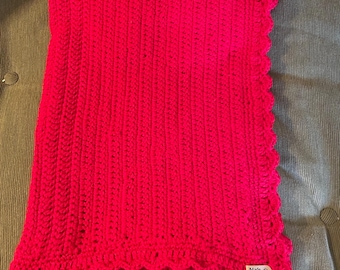 Red crochet baby blanket