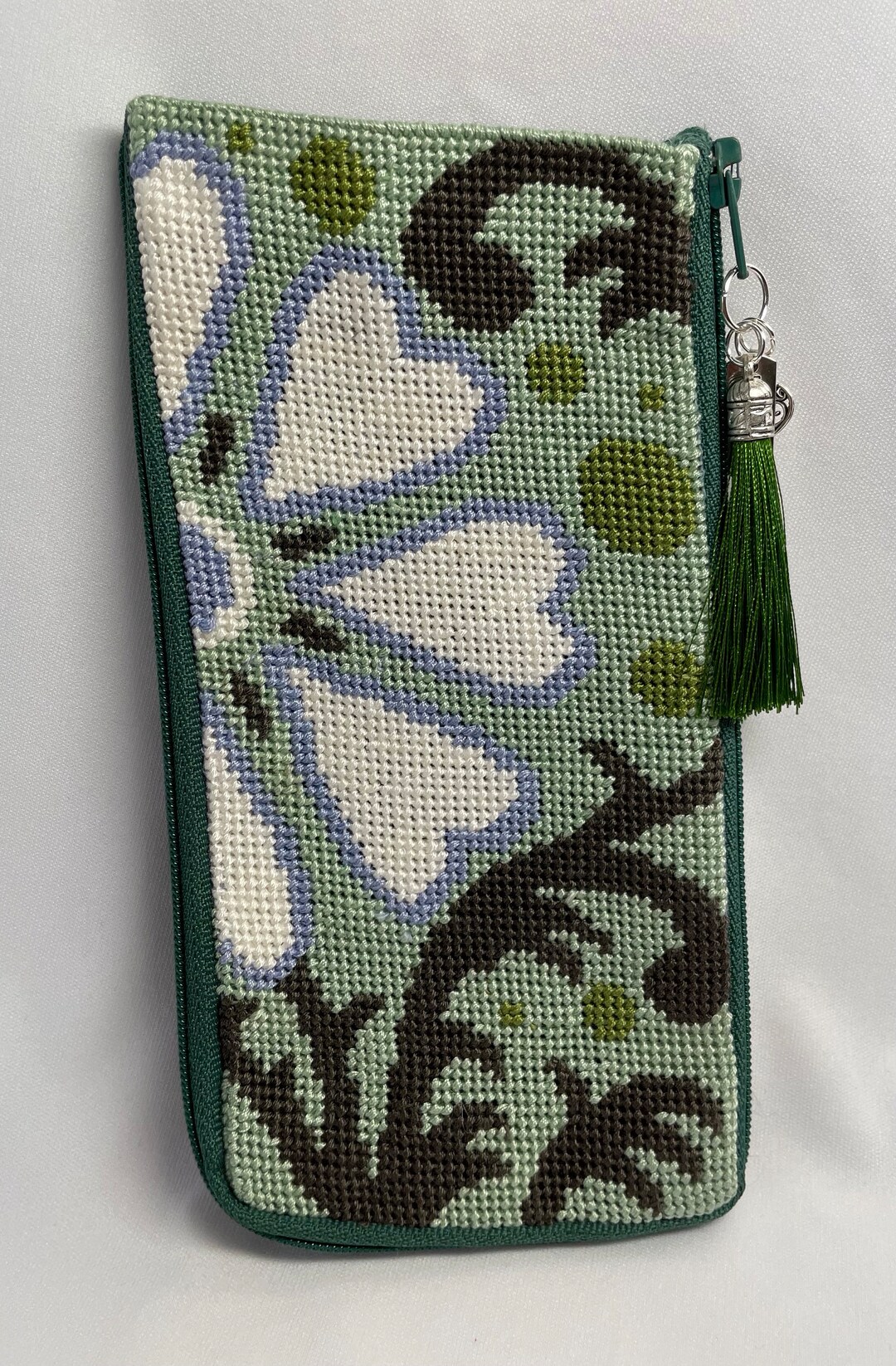A Finished Needlepoint Eyeglass Case With a Big Flower in Etsy