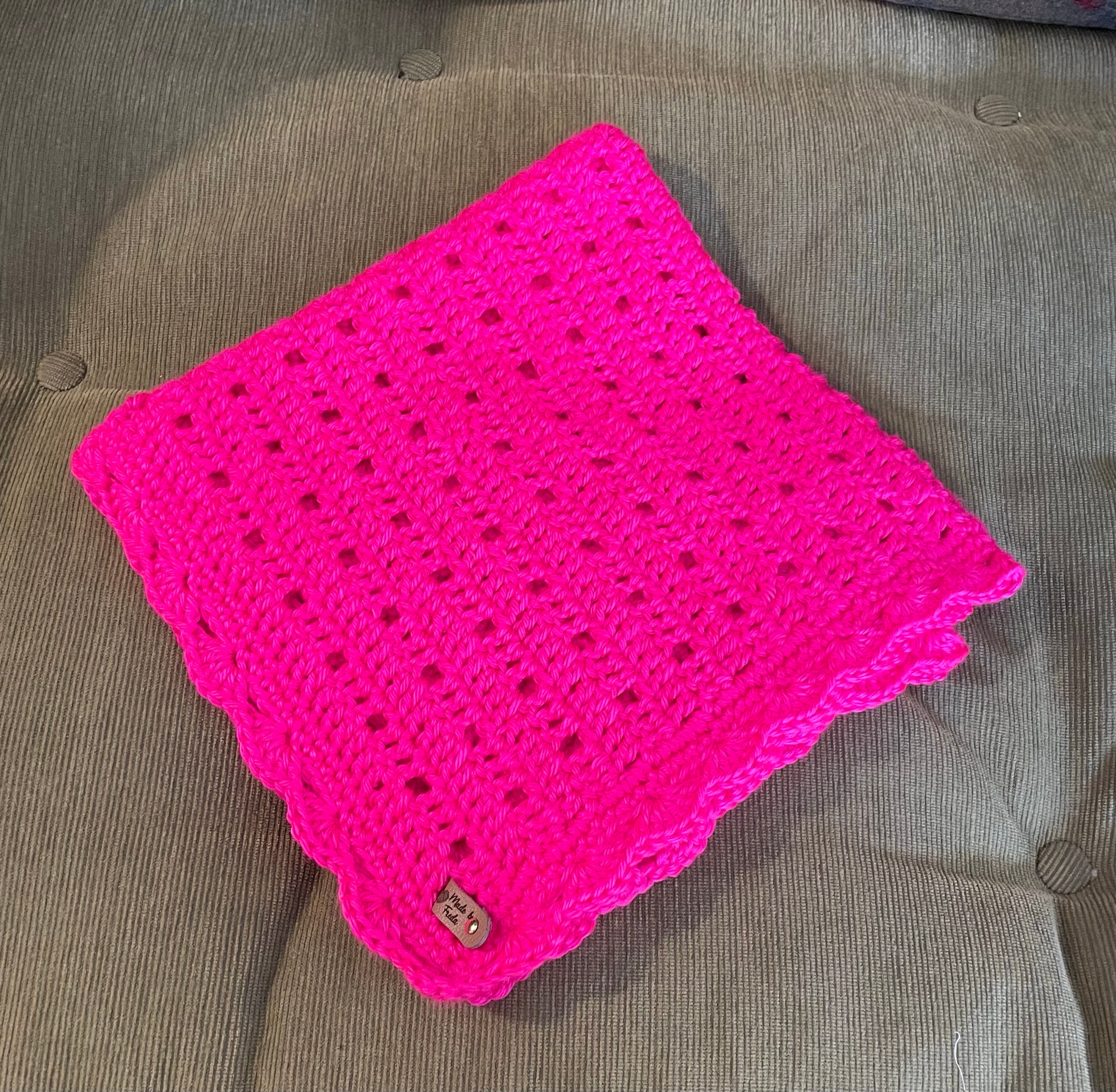 Neon Pink Crocheted Baby Blanket - Etsy