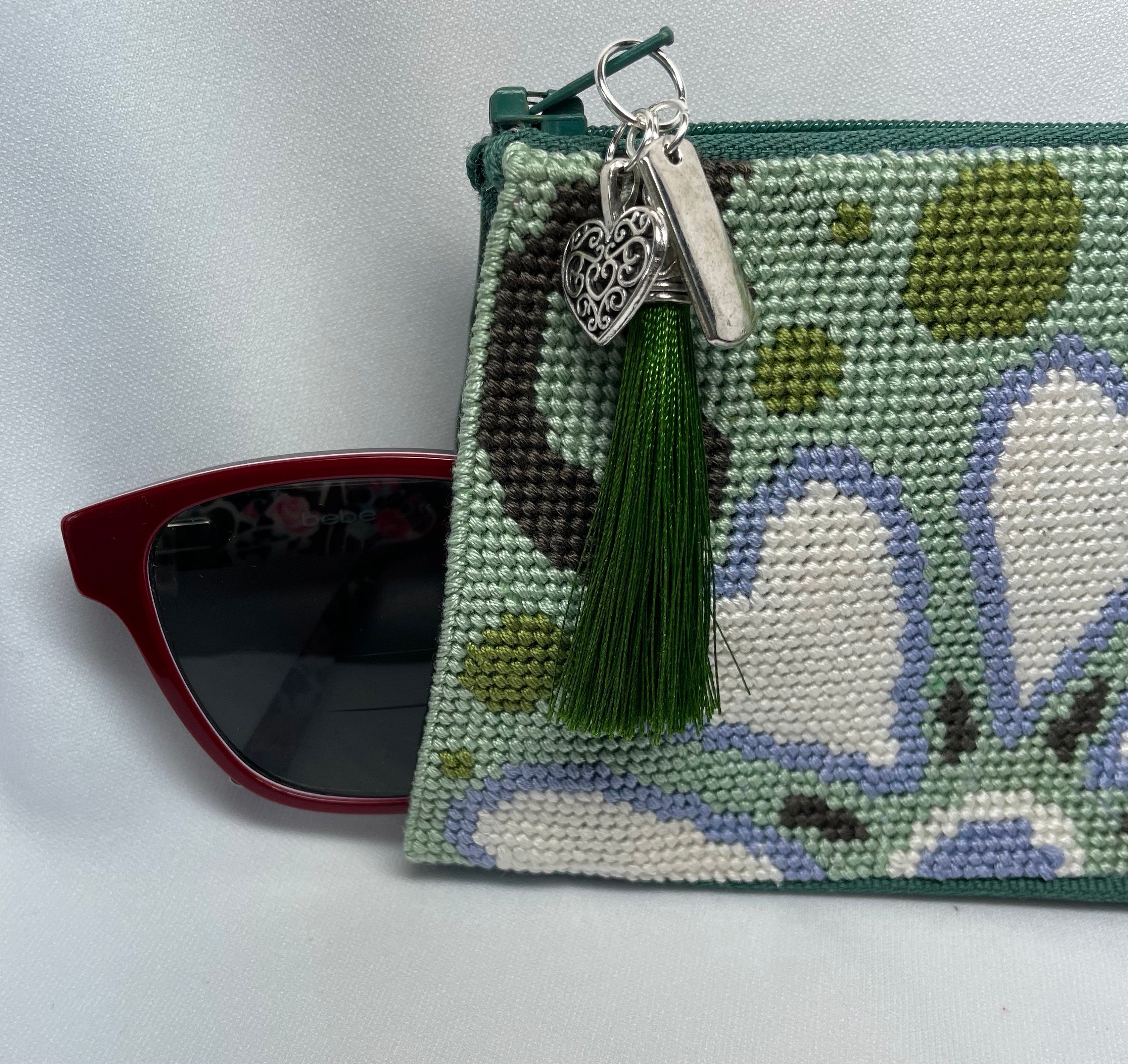 A Finished Needlepoint Eyeglass Case With a Big Flower in Etsy
