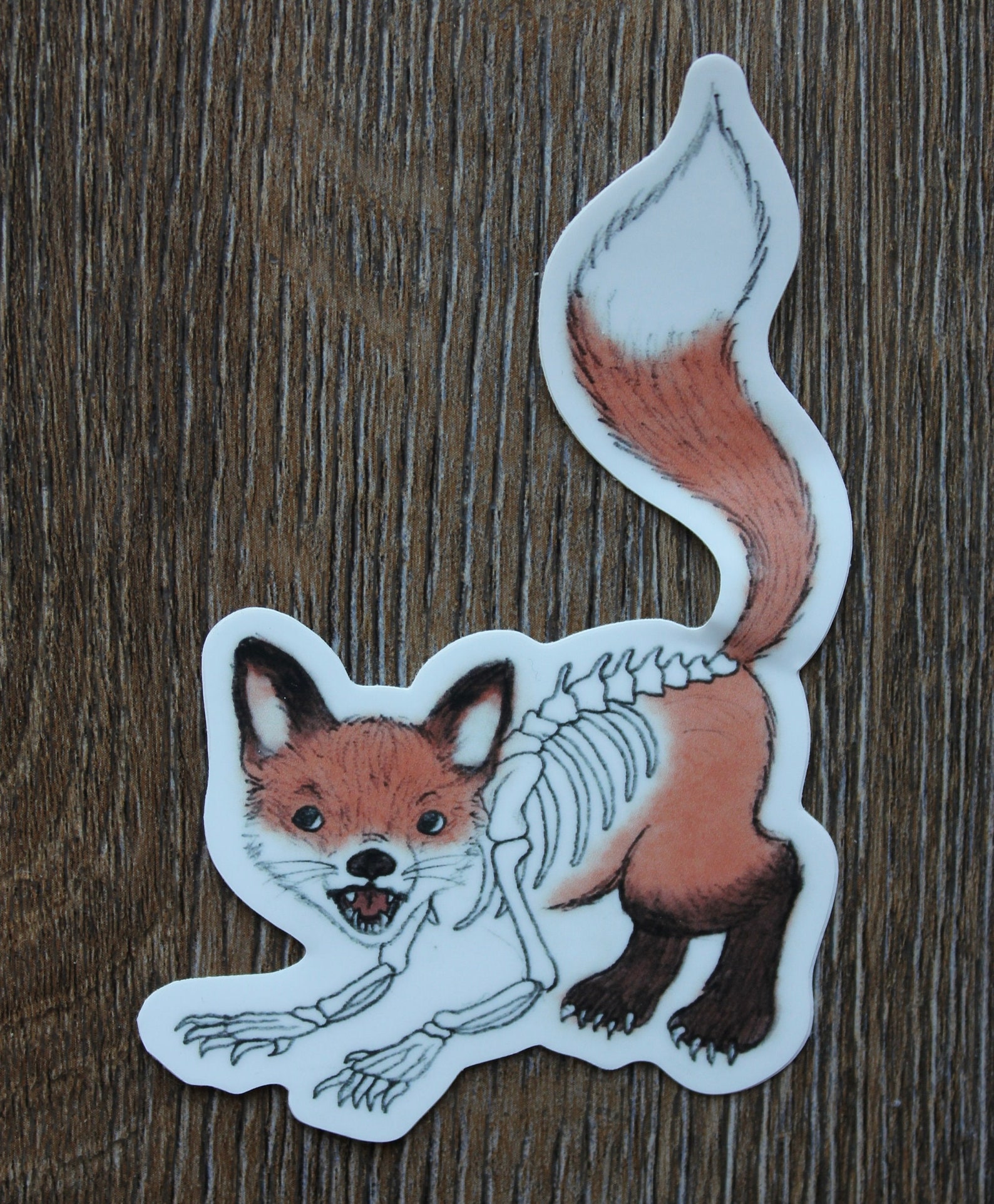Spooky Skeleton Fox Sticker! Printed on Vinyl With a Matte Finish! - Etsy