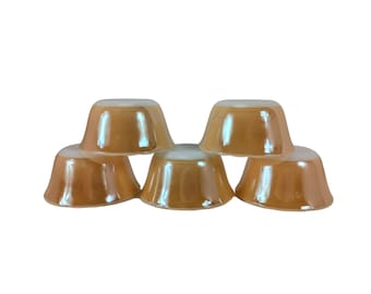 Fire - King Peach Luster Custard Cup Bowl 6oz. Set Of 5 Vintage