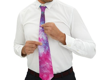 Tie-Dye Necktie Mens Stylish Polyester V-Shaped End Fashion