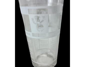 Mr.Bartender Federal Cocktail Mixer Shaker Glass W/Printed 7 Drink Recipes Vintage