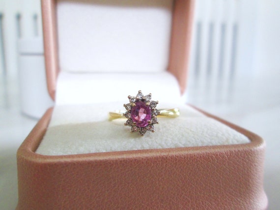 18ct Yellow Gold Natural Oval Cut Pink Sapphire &… - image 8