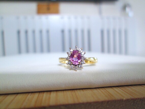18ct Yellow Gold Natural Oval Cut Pink Sapphire &… - image 5