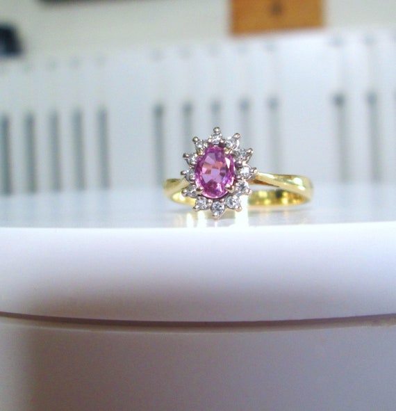 18ct Yellow Gold Natural Oval Cut Pink Sapphire &… - image 7