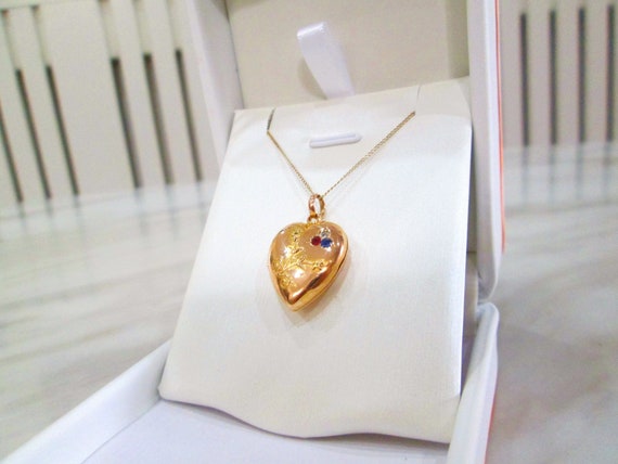 Antique Victorian 15ct Yellow Gold Heart Locket O… - image 3