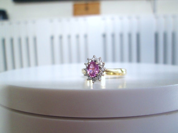 18ct Yellow Gold Natural Oval Cut Pink Sapphire &… - image 9