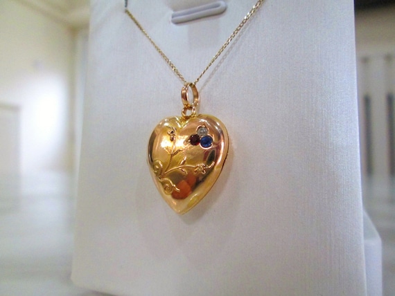 Antique Victorian 15ct Yellow Gold Heart Locket O… - image 1