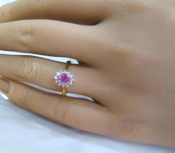 18ct Yellow Gold Natural Oval Cut Pink Sapphire &… - image 10