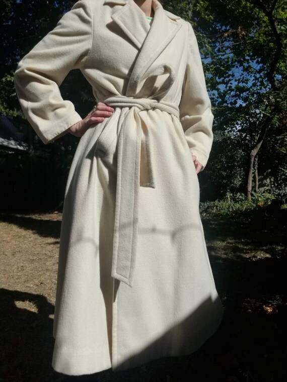 Vintage 1950s Cream Wool Trench Coat