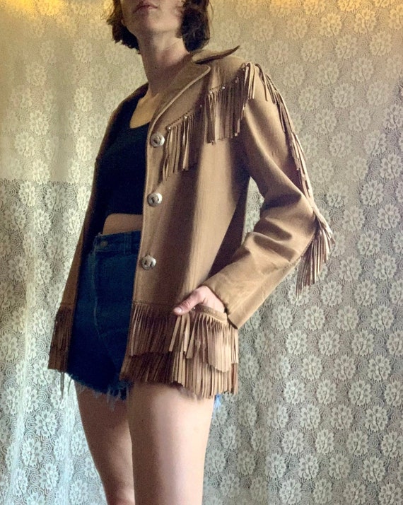 Vintage 1950s Suede Fringe Western Wear Leather Jacket - Gem