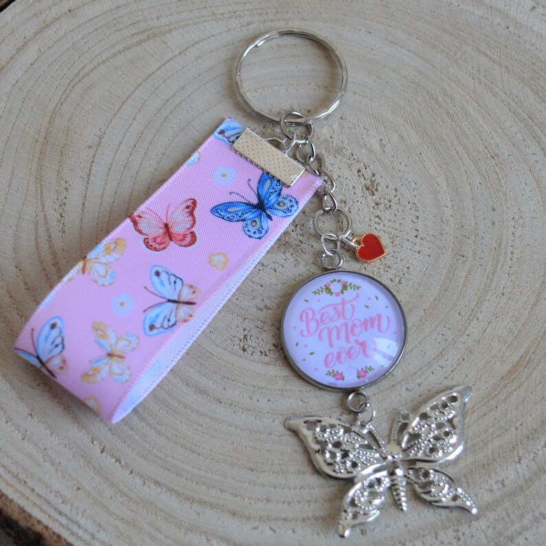 gift for mom butterfly and ribbon Mother/'s Day keyring cabochon gift for mom Best mom ever