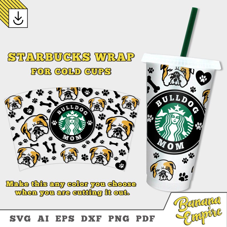 Download Bulldog svg Starbucks cold cup svg dog mom Sublimation | Etsy