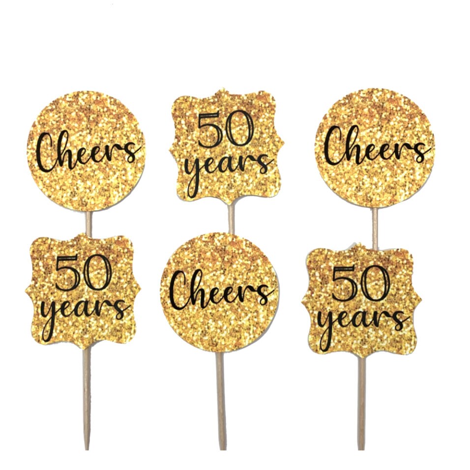 50th Anniversary Themed Cupcake Toppers Etsy