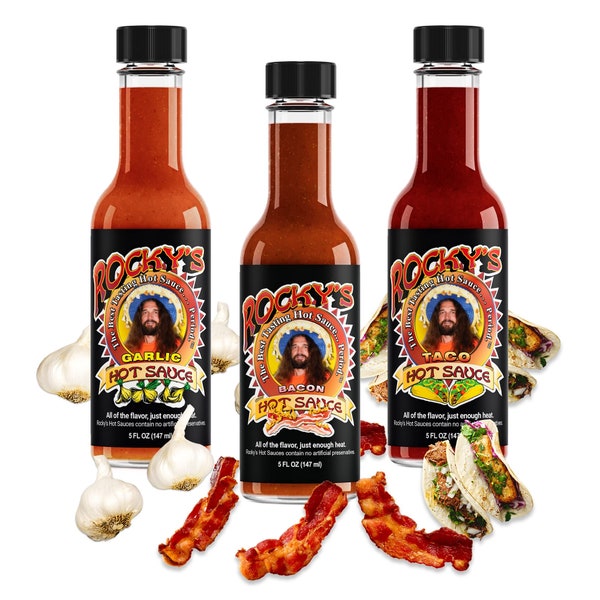 Rocky's Hot Sauce 3 Pack - Bacon Garlic Taco - 5oz