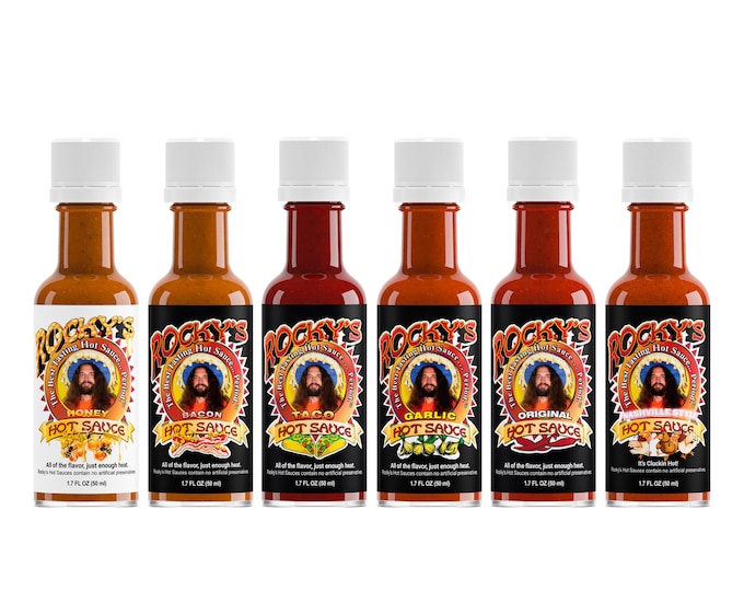 Rocky's Hot Sauce Mini Bottle 6 Pack - Bold Flavors - 1.7oz