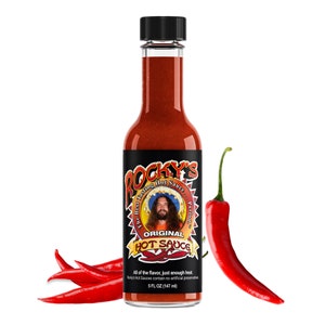 Rocky&#39;s Original Hot Sauce – Gourmet Red Chili Sauce with Perfectly Balanced Heat – Hot Sauce Gift and Wing Sauce - 5oz