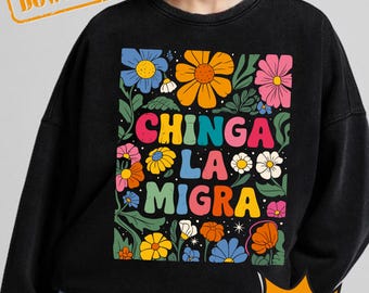 Chinga La Migra PNG – Bold Political Protest Art – Latinx Resistance Printable – Anti ICE Digital Design for Shirts, Posters, Stickers