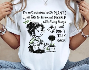 PNG divertido de amante de las plantas, cita "No estoy obsesionado con las plantas", diseño de sublimación de jardinería, descarga digital de humor de mamá planta