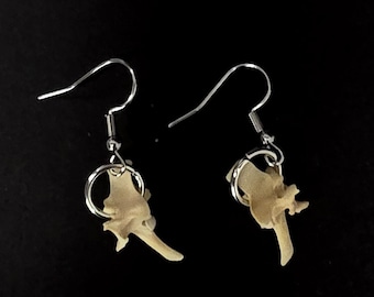 Silver single rattlesnake vertebrae earrings