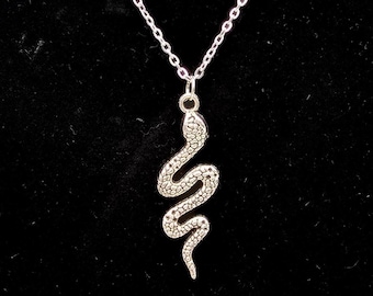 Silver snake charm necklace