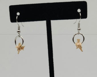 Silver single rattlesnake vertebrae earrings