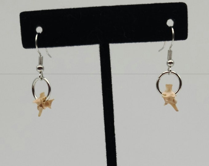 Silver single rattlesnake vertebrae earrings