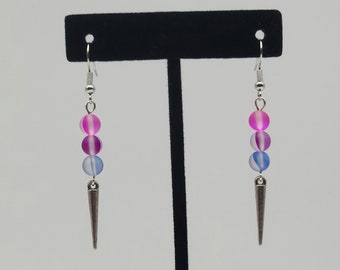 Pink, purple, and blue spike earrings, bi pride jewelry, LGBTQ pride earrings, pride gift for friend, pride accessories