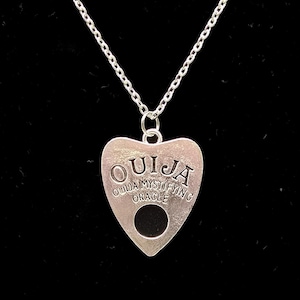 Silver planchette necklace, spooky planchette jewelry, witchy accessories, ouija board necklace, gift for witch, cottagecore jewelry