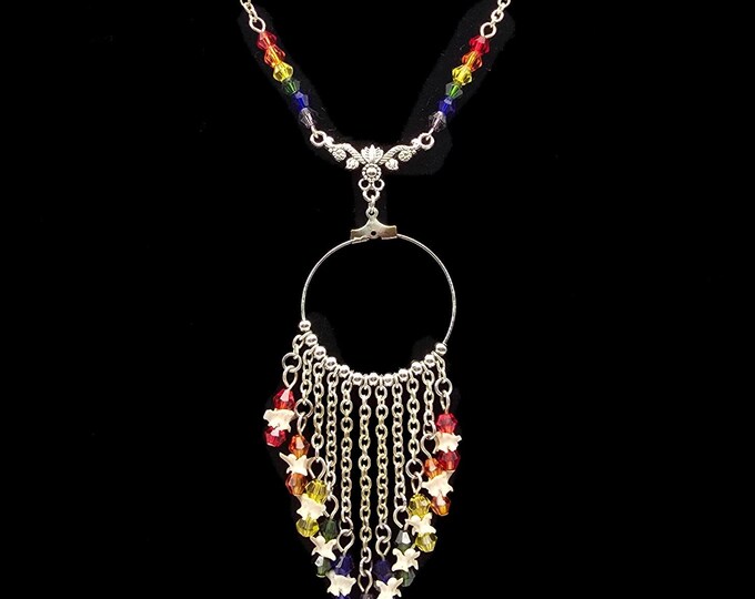 Rainbow pride snake bone necklace