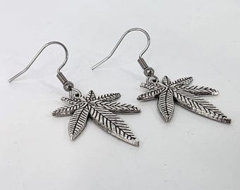 Pot leaf charm earrings