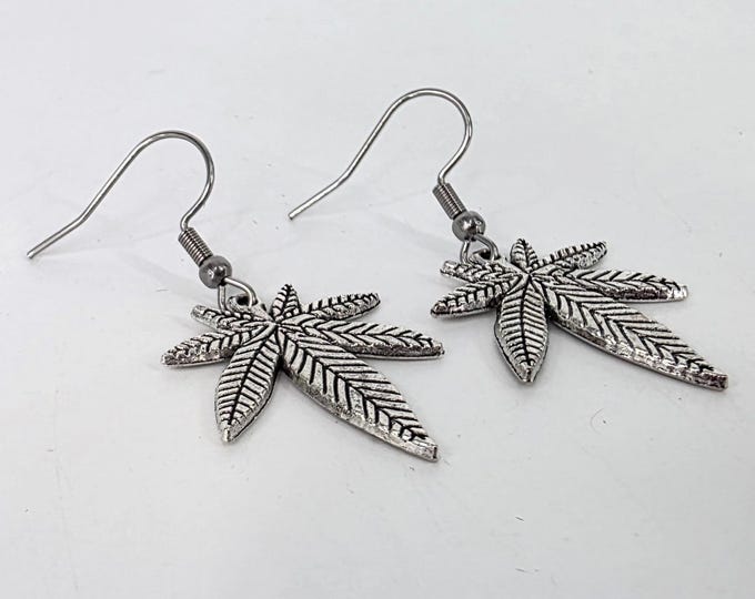 Pot leaf charm earrings