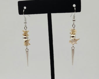 Silver spike rattlesnake vertebrae earrings