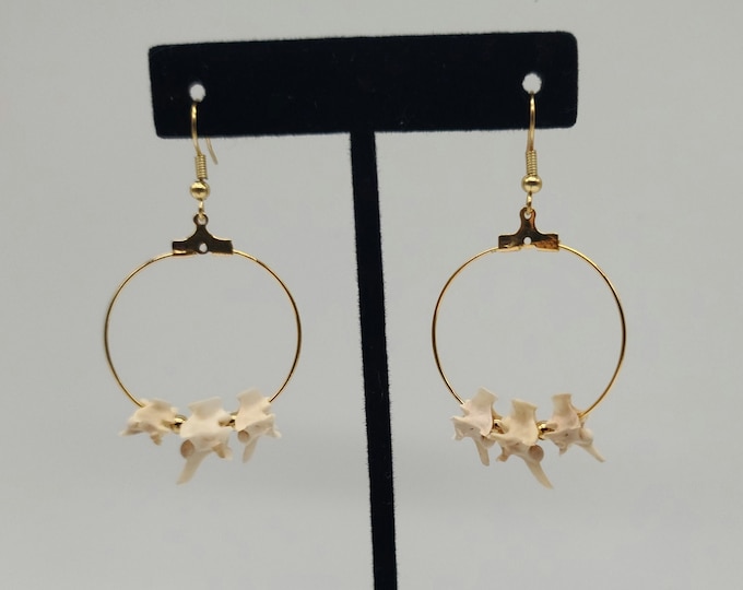 Gold rattlesnake vertebrae hoop earrings