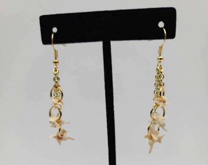 Gold triple dangle rattlesnake vertebrae earrings