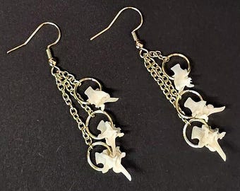 Gold triple dangle rattlesnake vertebrae earrings
