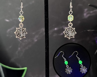 Spider uranium glass earrings