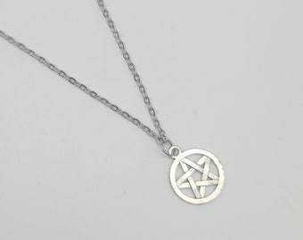 Silver pentagram necklace, spooky pentagram jewelry, witchy accessories, goth pentagram gift for friend, birthday gift for witch