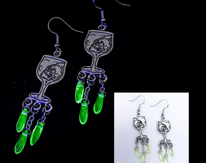 Poison goblet uranium glass earrings