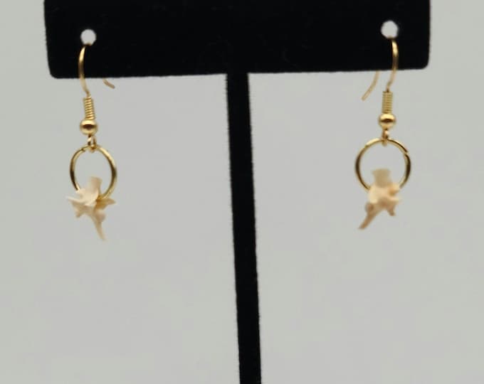 Gold single rattlesnake vertebrae earrings