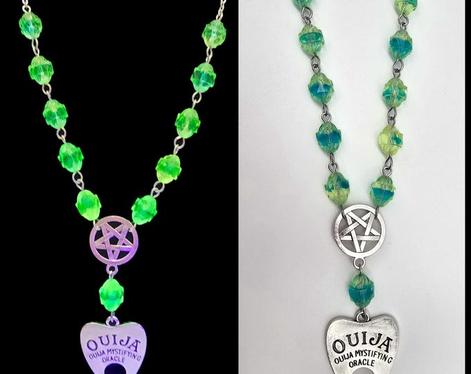 Planchette uranium glass necklace