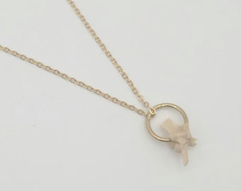 Gold single snake vertebrae bone necklace