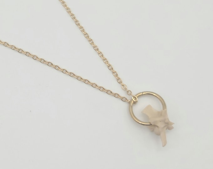 Gold single snake vertebrae bone necklace