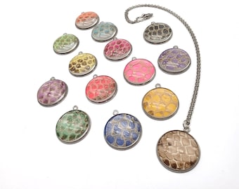 Snake shed skin pendant necklace