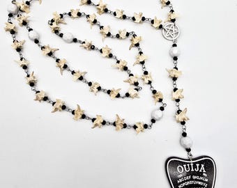 Black planchette rattlesnake vertebrae rosary