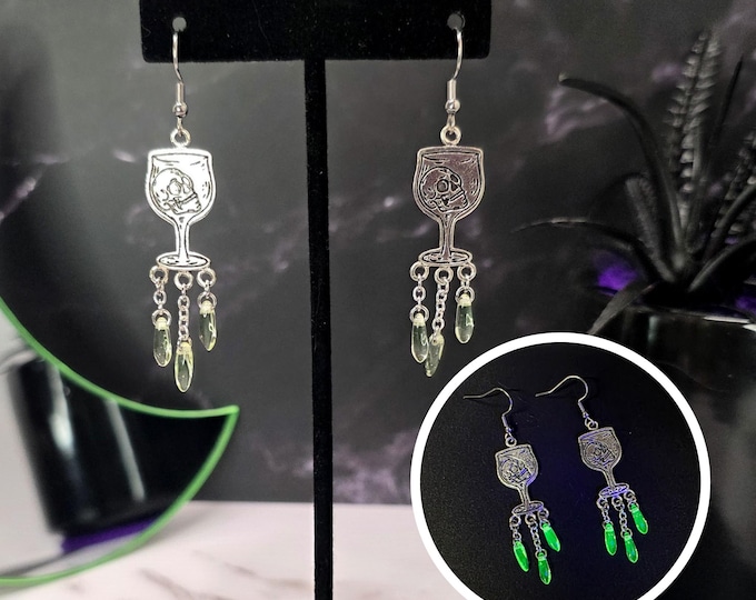Poison goblet uranium glass earrings