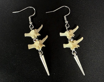 Silver spike rattlesnake vertebrae earrings